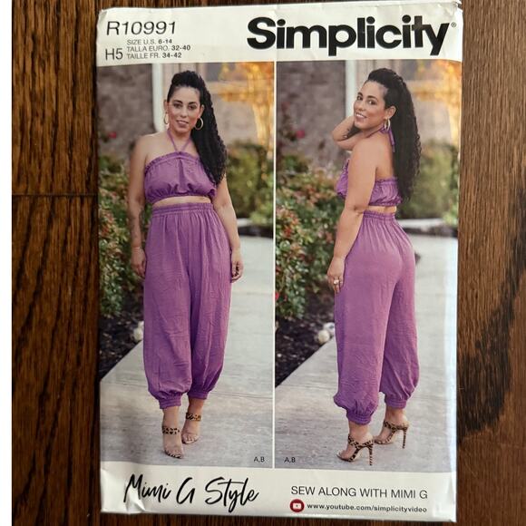 UC FF Simplicity 10991 Mimi G Style Halter Top Jogger Pants StreetStyle SZ 6-14 - Picture 2 of 5
